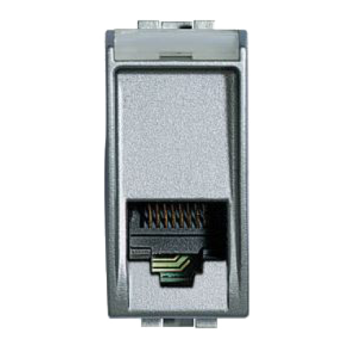 Livinglight Розетка телефонная, RJ11, размер 2 модуля, алюминий