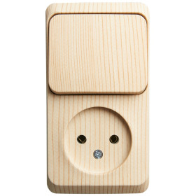 Systeme Electric Этюд наруж Сосна Блок: Розетка б/з + выключатель 1-клавишный
