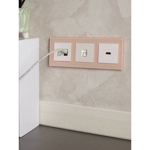 BRITE Рамка 3-мест. РУ-3-2-БрП стекло персиковый матовый IEK