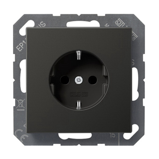 Розетка SCHUKO®, автоматический зажим, термопласт, черный матовый