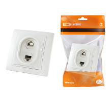 TDM Розетка телефонная RJ11 + компьютерная RJ45 белая 