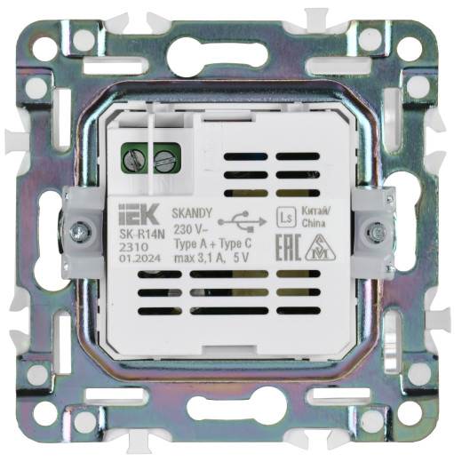 SKANDY Роз. USB A+C 3,1А SK-R14N никель IEK