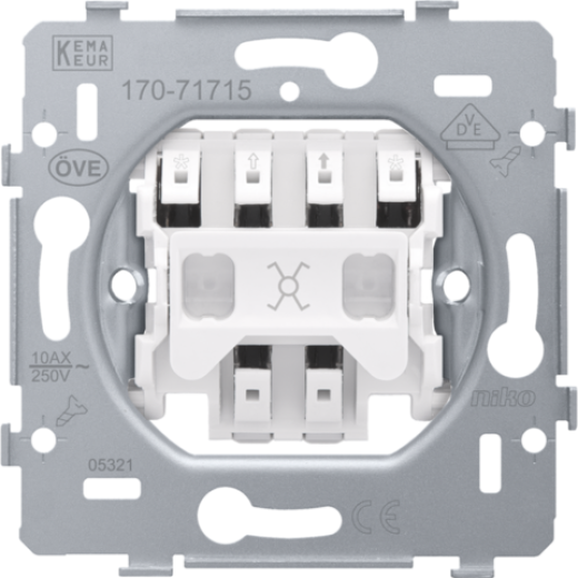 Механизм переключателя 1-клавишный, перекрестный, пруж клеммы