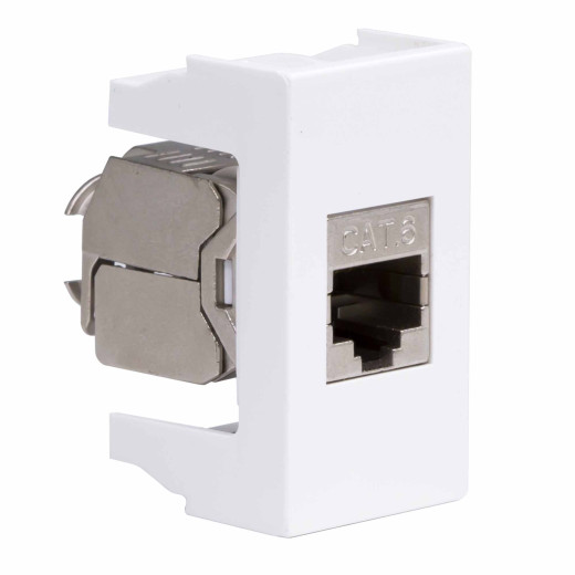 Компьютерная розетка RJ-45, кат. 6, экранированная, 8P8C, Viva, белая, 1 модуль