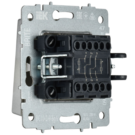 BRITE Выключ. 2-кл. с инд. отел. 10А ВС10-2-9-БрА алюм. IEK