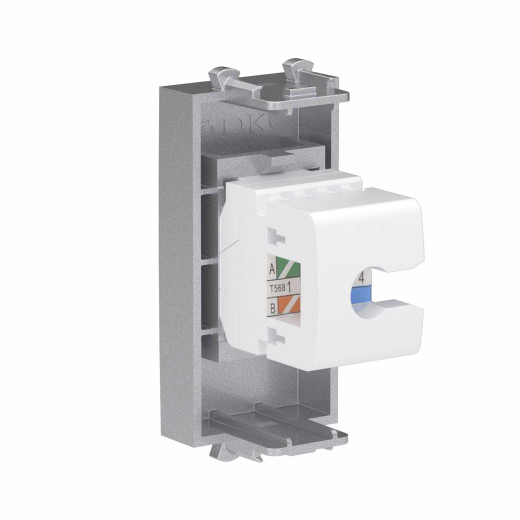 Телефонная розетка RJ-12 без шторки модульная, Avanti, закаленная сталь, 1 модуль