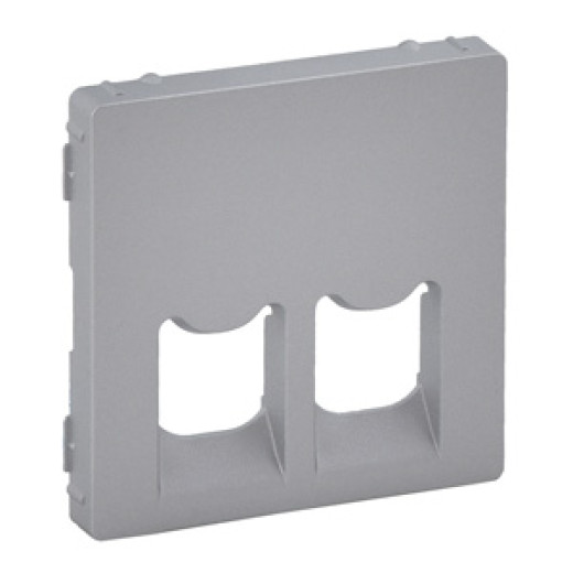 Valena LIFE.Лицевая панель для двойных телефонных/информационных розеток.Алюминий