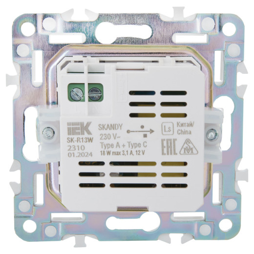 SKANDY Роз. USB A+C 18Вт SK-R13W арк. бел. IEK