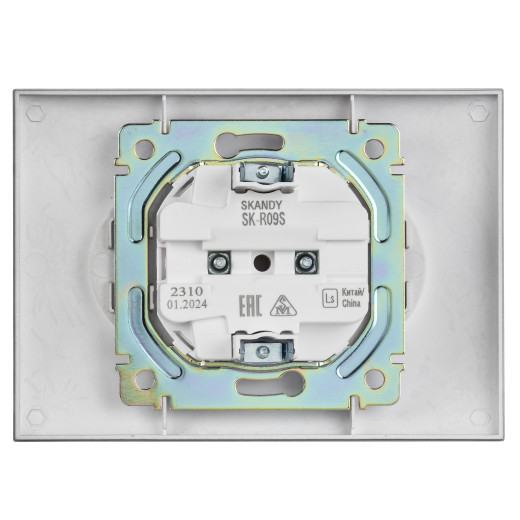 SKANDY Роз. 2-я без з/к с з/ш 10А сб. SK-R09S сереб. IEK