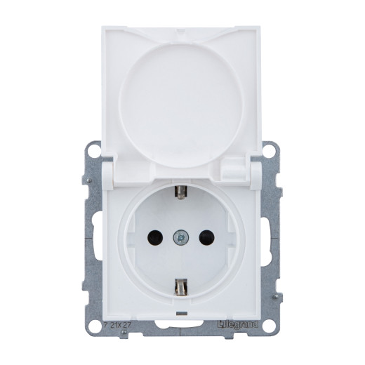 SUNO. Силовая розетка 2К+З 16А 250В. С крышкой IP21. С защитными шторками. Безвинтовые зажимы Цвет 