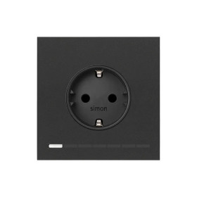 Simon S100 Черный матовый Накладка моноблок розетки Simon iO Schuko