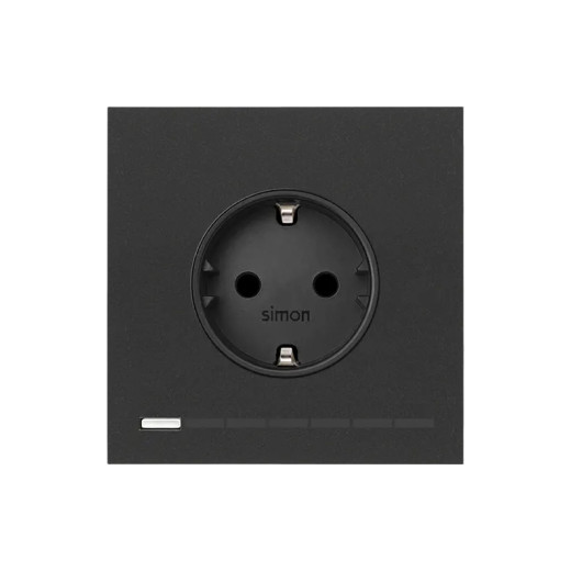 Simon S100 Черный матовый Накладка моноблок розетки Simon iO Schuko
