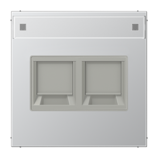 Плата (фиксация защёлкиванием) с полем для надписи для двух модулей, металл, алюминий