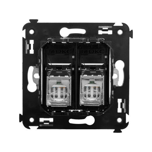 Компьютерная розетка RJ-45 в стену, кат.5e двойная экранированная, Avanti, черный матовый