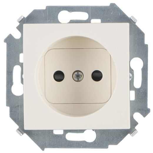 Simon 15 Бежевый Розетка 2P со шторками, 16А, 250В, винт.заж.