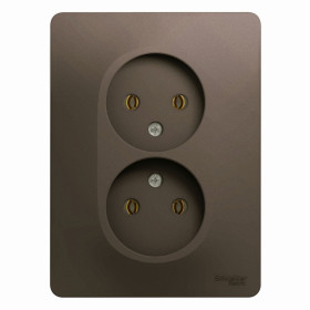 Systeme Electric Glossa Шоколад Розетка 2-ая б/з, 16А (в сборе)