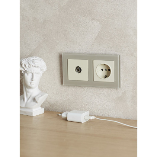 BRITE Рамка 2-мест. РУ-2-2-БрД стекло дым. IEK