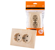 TDM Розетка двойная 2П+З 16А 250В сосна 