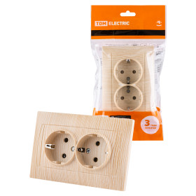 TDM Розетка двойная 2П+З 16А 250В сосна 