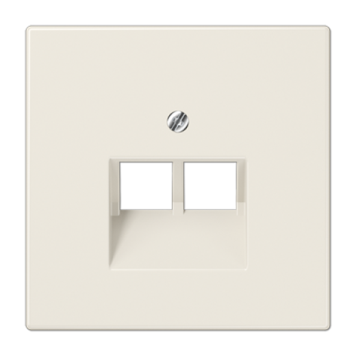 Крышка для двойных телефонных и компьютерных розеток (UAE), фиксация винтом, термопласт, слоновая кость, LS990