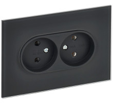 IEK SKANDY Графит Розетка 2-ая б/з для плоской вилки 10А SK-R03G