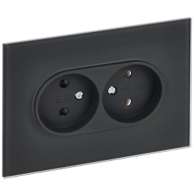 IEK SKANDY Графит Розетка 2-ая б/з для плоской вилки 10А SK-R03G