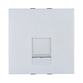 Ecoplast LK45 Накладка для розетки телефонной, компьютерной RJ,45х45мм (серебристый металлик)