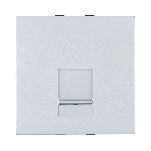 LK45 Накладка для розетки телефонной, компьютерной RJ,45х45мм (серебристый металлик)