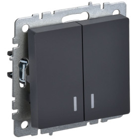 IEK BRITE BASE Графит Выключ. 2-кл с инд. 10А ВС10-2-1-БрГ