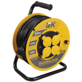 IEK INDUSTRIAL PLUS Катушка УК50 с т/з 4 места 2Р+PЕ/50метров 3х1,5мм2 IP44 Industrial plus