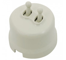 BIRONI Лизетта Пластик слоновая кость Выключатель 2-кл (тумблерный)