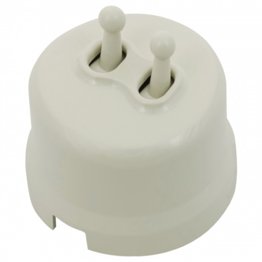 Пластик Слоновая кость Выключатель 2-кл. (тумблерный)