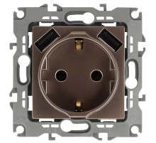 ЭРА Розетка Серия 12 12-4109-13 2P+E 16A-250В штор. с 2xUSB 5В-3А бронза