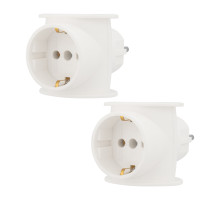 REXANT Набор тройников электрических универсальных 16 А одно гнездо с заземлением, белый (3Т) (2 шт. в уп.).