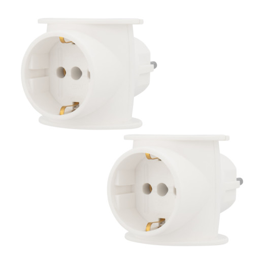 Набор тройников электрическиx универсальныx 16А с/з, одно гнездо, белый (2 шт./уп.) REXANT