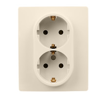 Legrand Etika Слоновая кость Розетка 2-ая с/з со шторками, винт. клеммы, 16А, 250 В.