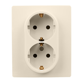 Legrand Etika Слоновая кость Розетка 2-ая с/з со шторками, винт. клеммы, 16А, 250 В.