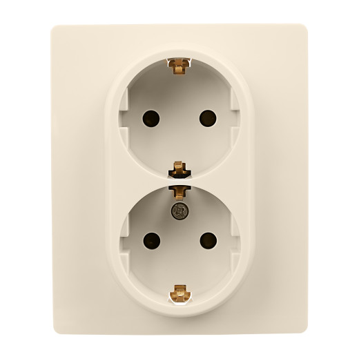 Розетка двойная с заземлением - Legrand Etika - со шторками в сборе 16А 250В винтовые зажимы - слоновая кость