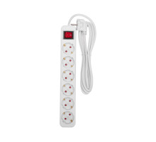 REXANT Удлинитель STANDARD 6 гнезд, 3м, 3х1,0мм², с/з, с выключателем, белый.