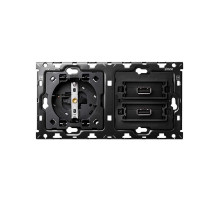 Simon 100 Кит 2 поста механизм 1 розетка Schuko + 2 з/у USB SC 2.1А + суппорт