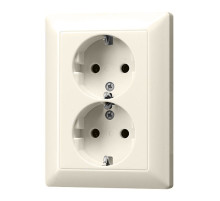 JUNG DIY EcoProfi Бежевая Розетка 2-ая с/з литая (моноблок)