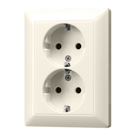 JUNG DIY EcoProfi Бежевая Розетка 2-ая с/з литая (моноблок)