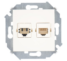 Simon 15 Бежевая Розетка ТЛФ + комп RJ11+RJ45 кат.5е