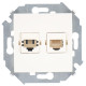 Simon 15 Бежевый Розетка телефонная + компьютерная RJ11+RJ45 кат.5е