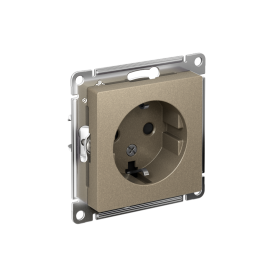 Systeme Electric AtlasDesign Шампань Розетка с/з со шторками, 16А, механизм