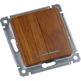 Hegel Мастер внутр Дуб ВС10-452-05 Выключатель 2-клавишный, с индикацией, механизм