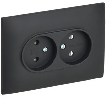 IEK SKANDY Графит Розетка 2-ая б/з 10А в сборе SK-R10G