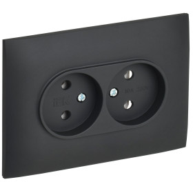 IEK SKANDY Графит Розетка 2-ая б/з 10А в сборе SK-R10G