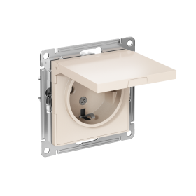 Systeme Electric AtlasDesign Беж Розетка с/з, со шторками, с крышкой, 16А, в сборе