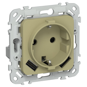 FLITE Роз.с з/к/ш 16А USB AA 3,1А б/к РСЮша11-1-ФлО ол. IEK